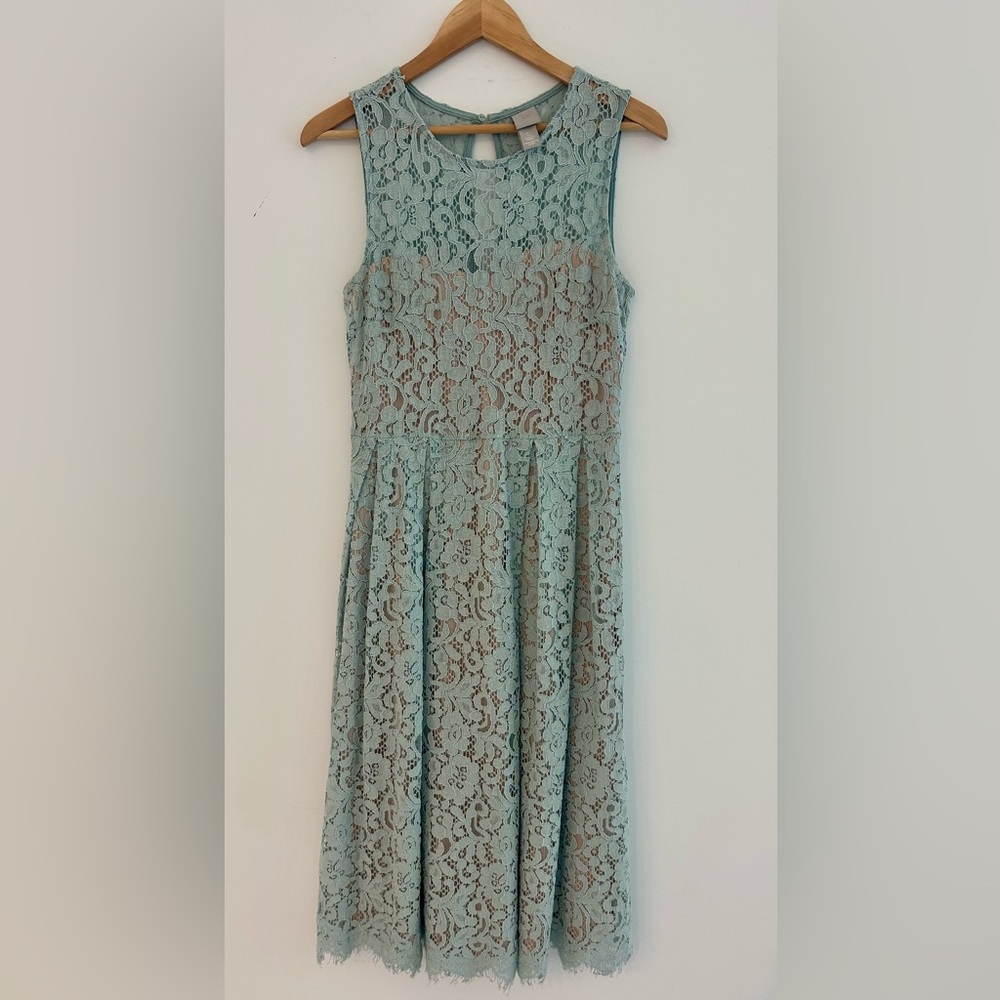 H&M Lace Dress in Soft Green.  Sz 6